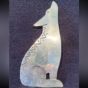 Vintage Sterling Silver Taxco- Coyote Howling at the Moon Brooch -  Signed- 2.5”